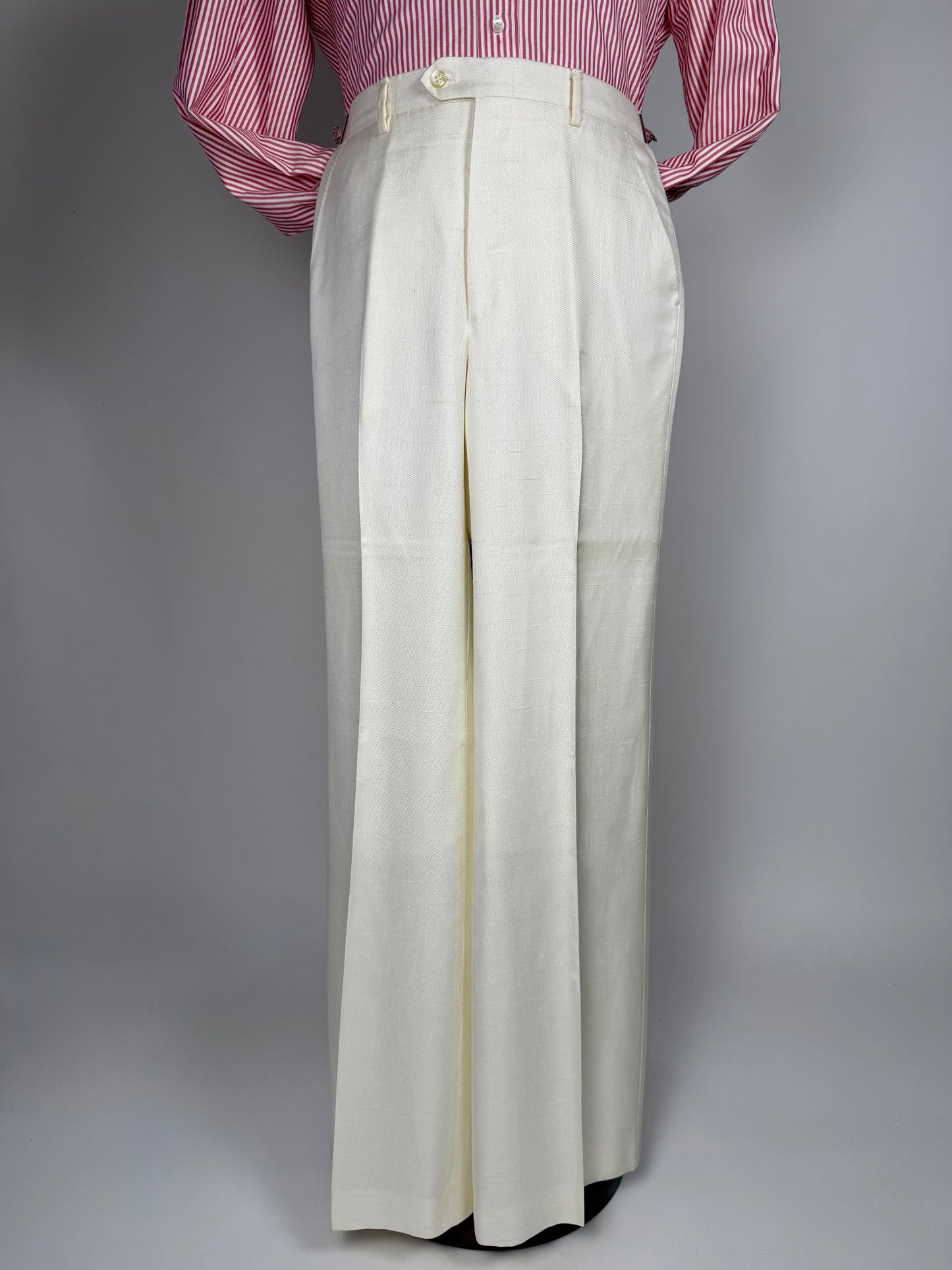 Completo 3 pezzi anni '70 seta shantung avorio - tg. 42/44