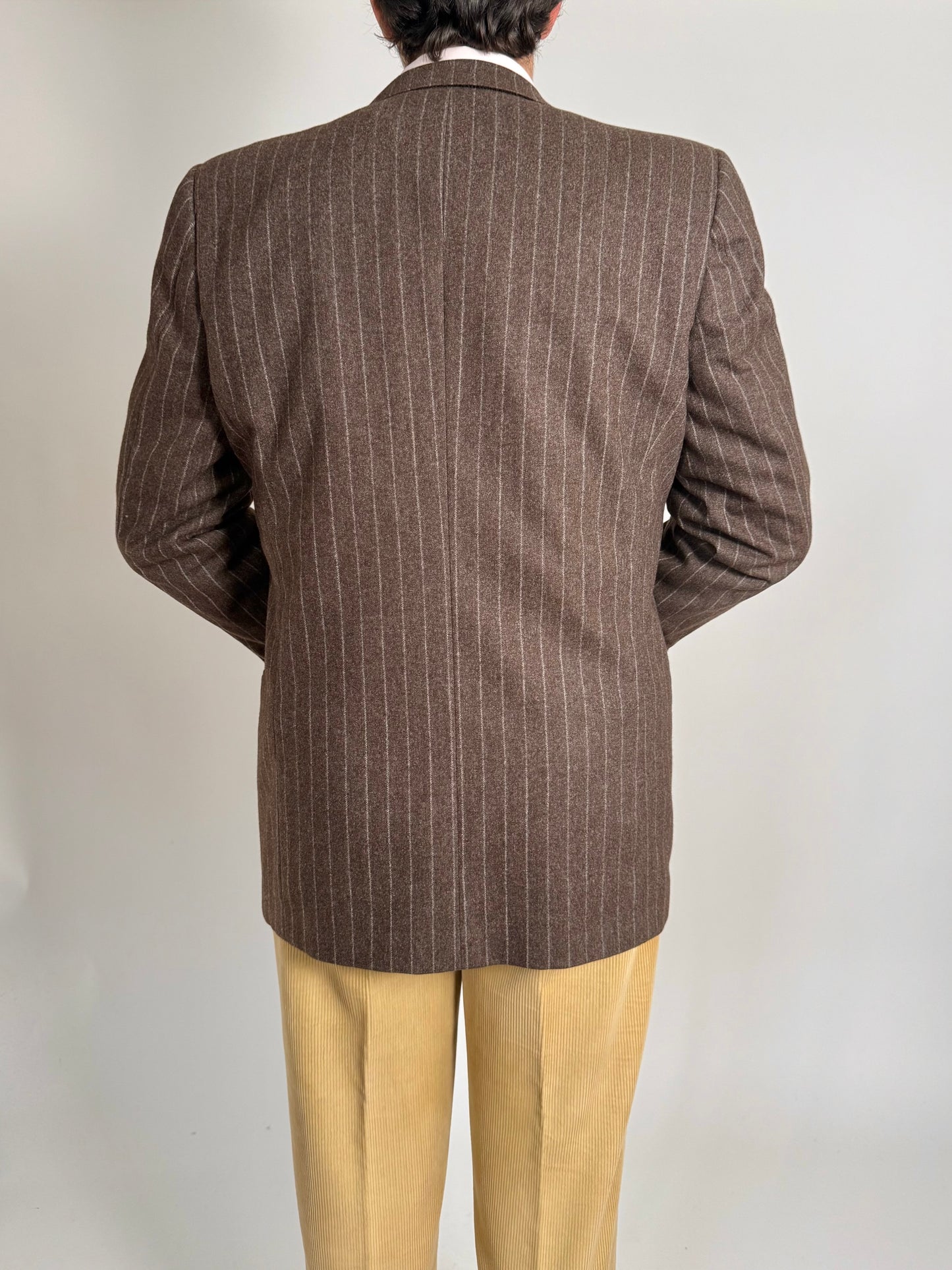 Giacca Ermenegildo Zegna anni ‘80 flanella marrone gessato - tg. 50