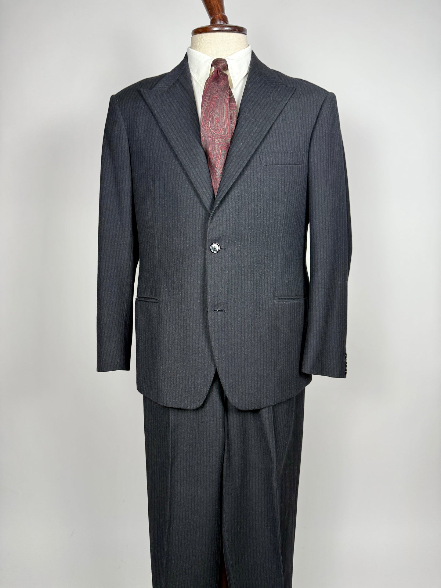 Completo sartoriale anni ‘50/‘60 monopetto revers a lancia - tg. 50 corta