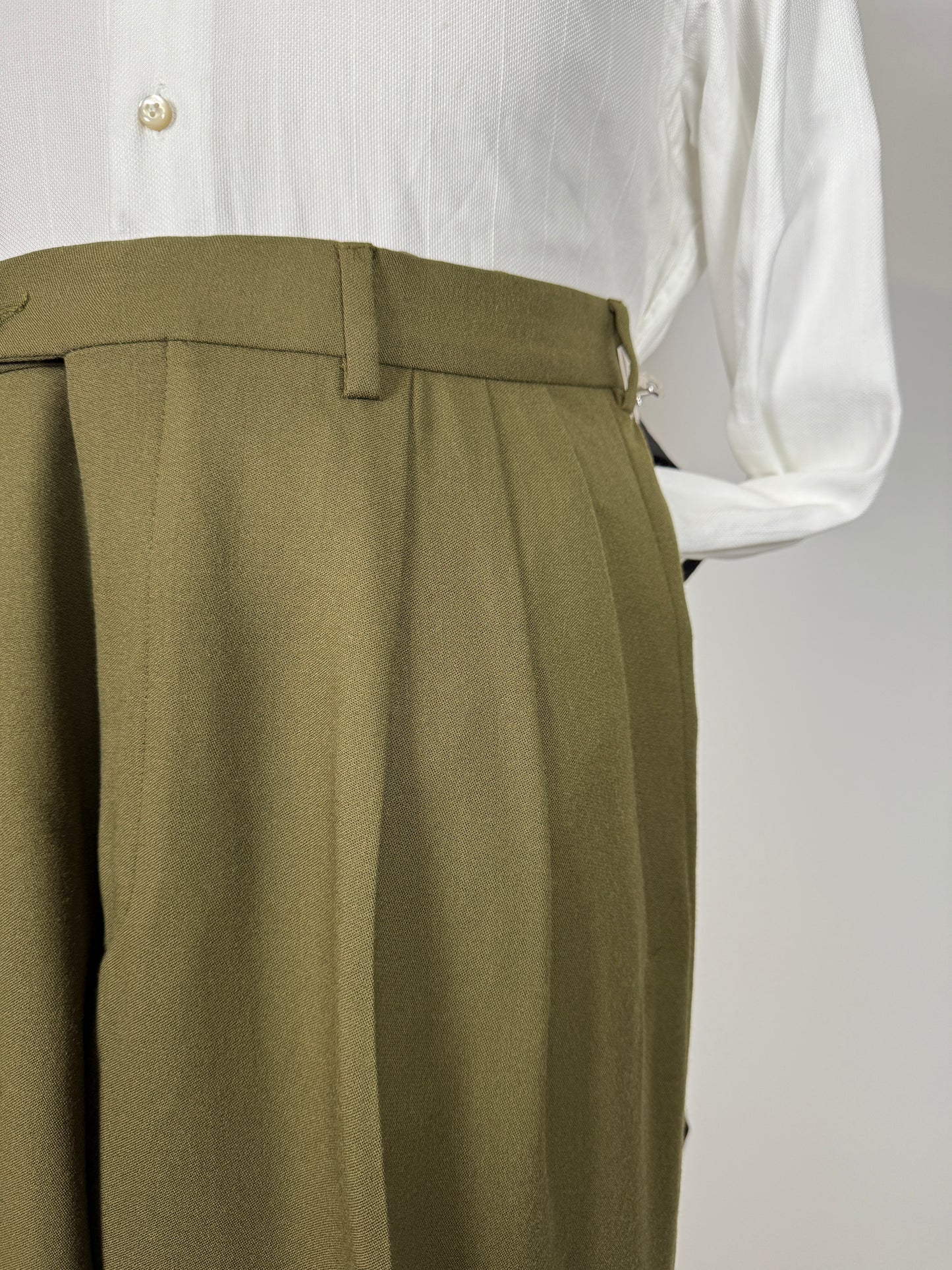 Pantaloni anni ‘80 flanella verde oliva (NOS) - tg. 48