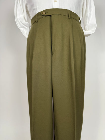 Pantaloni anni ‘80 flanella verde oliva (NOS) - tg. 48