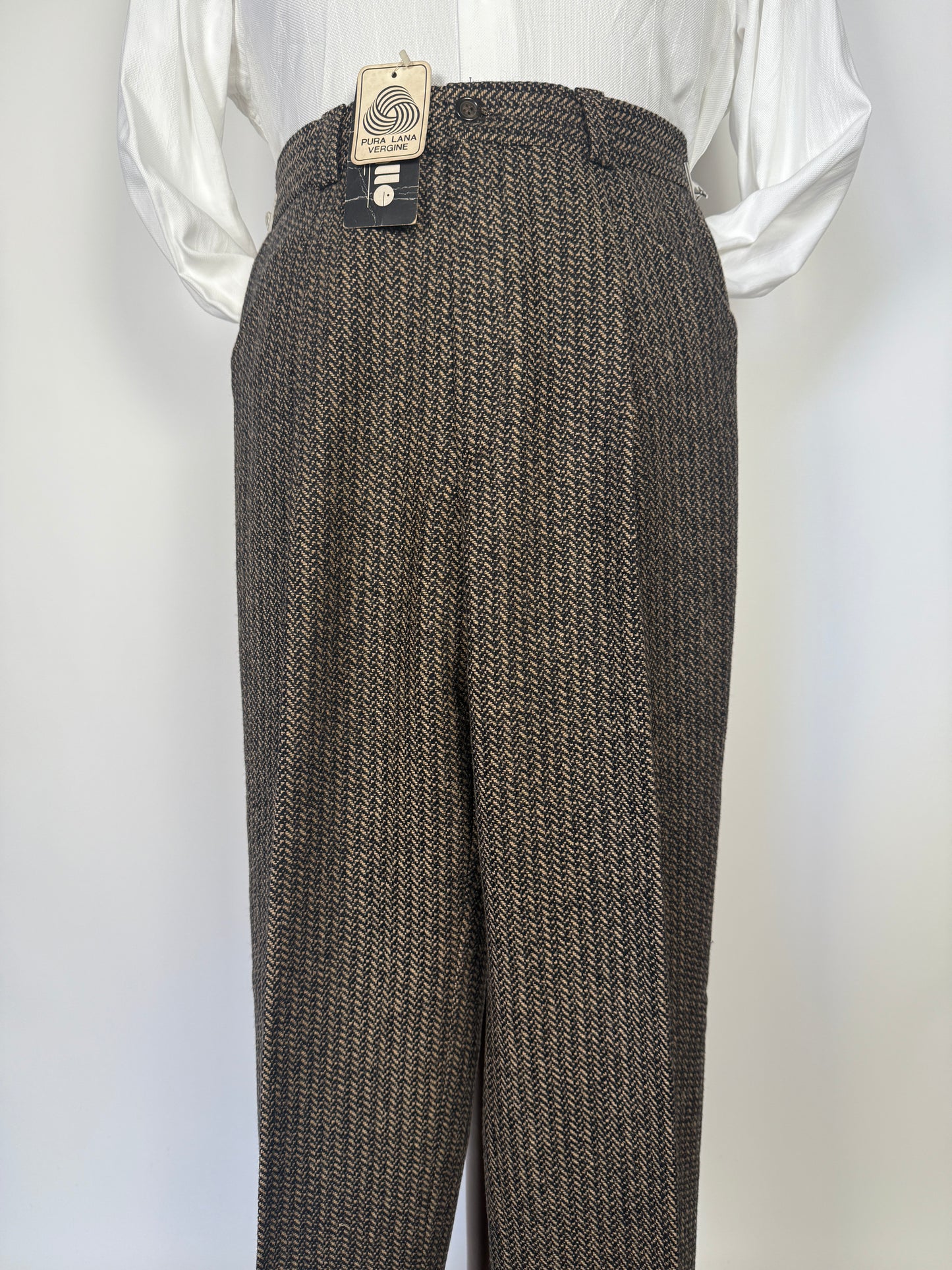 Pantaloni anni ‘70 in tweed spigato pesante (NOS) - tg. 44