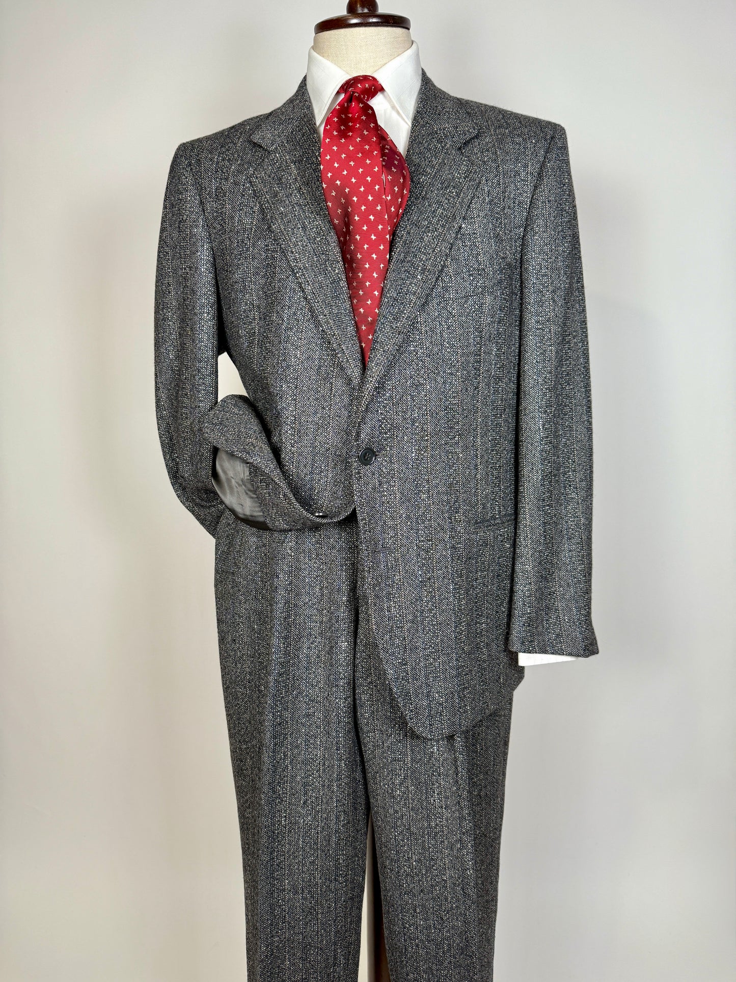 Completo anni ‘70/‘80 tweed lana e seta - tg. 52/54