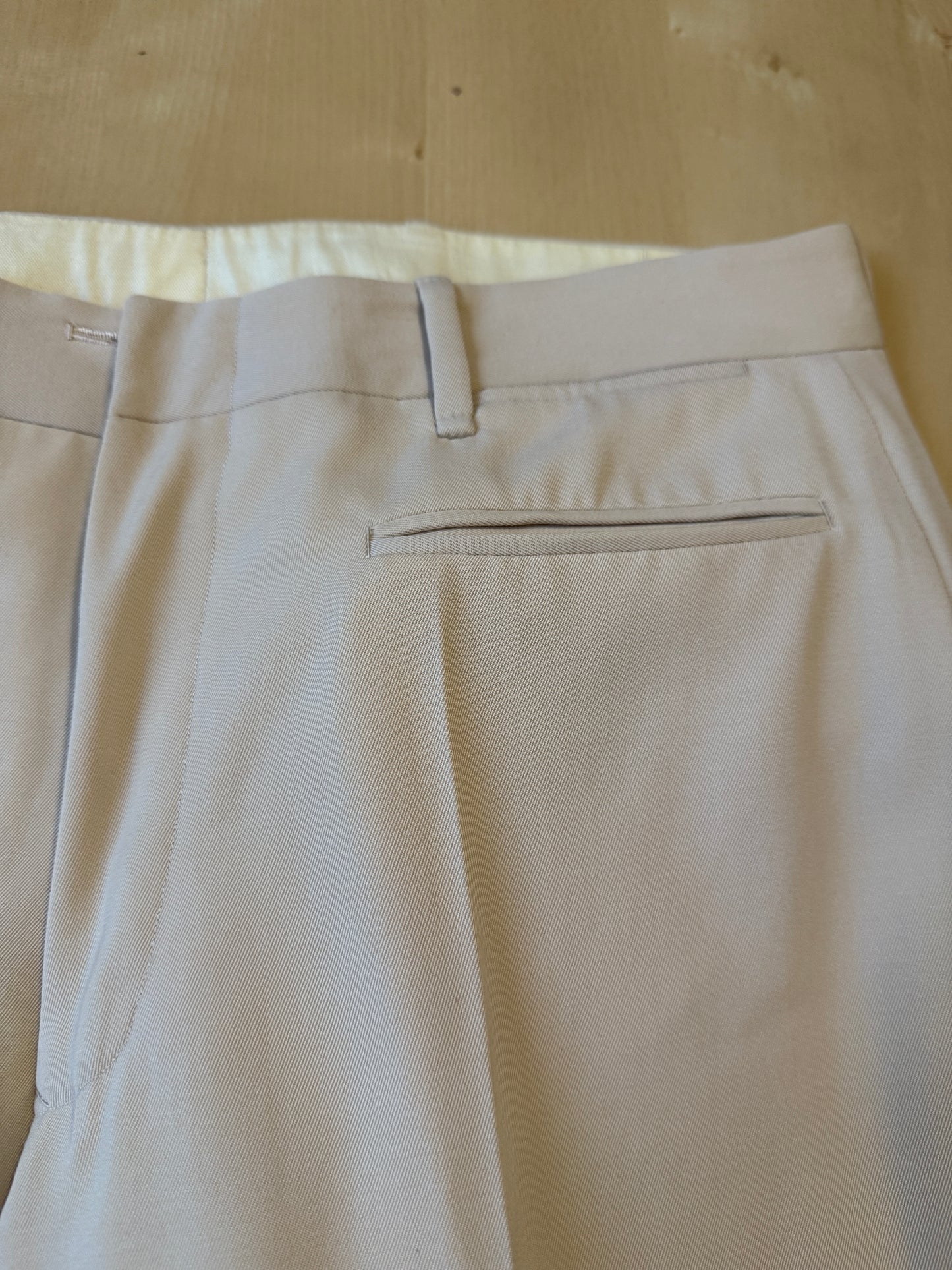 Completo sartoriale anni '70 a zampa in twill color panna - tg. 44/46