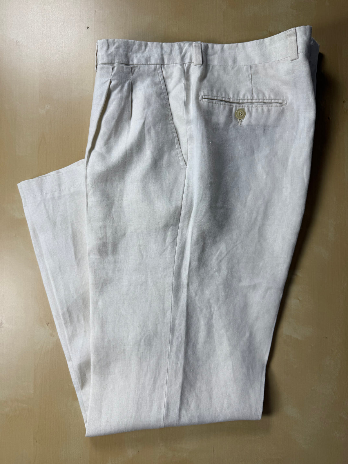 Pantaloni in lino bianco anni '70/'80 - tg. 48/50