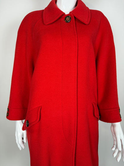 Cappotto anni ‘80 panno lana e mohair rosso scarlatto - tg. 44-46