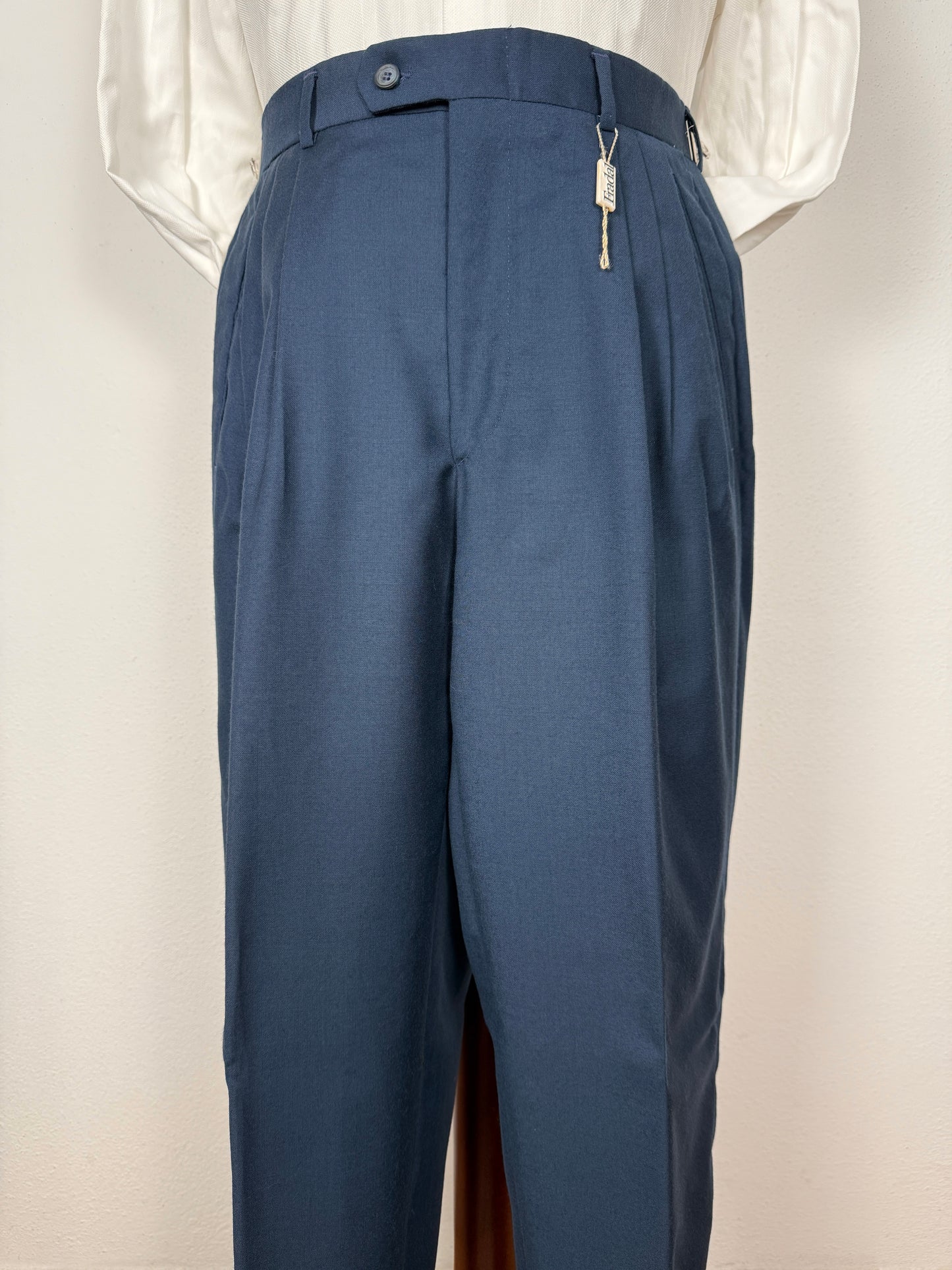 Pantalone anni ‘80 in fresco lana color petrolio (NOS) - tg. 46