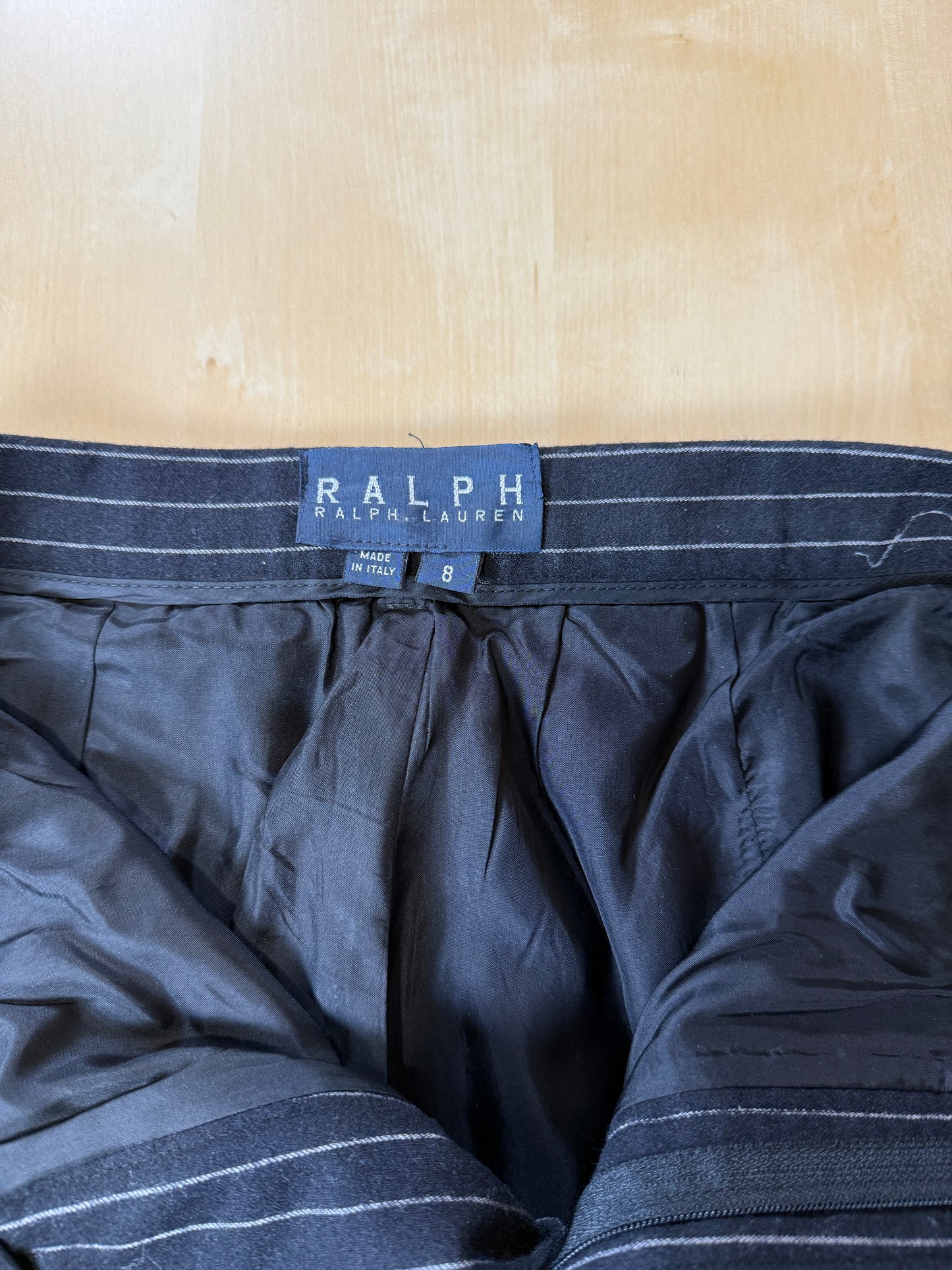 Tailleur Ralph Lauren gessato taglio maschile in lana e cashmere - tg. 40