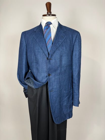 Giacca Isaia in puro lino spigato blu china - tg. 56