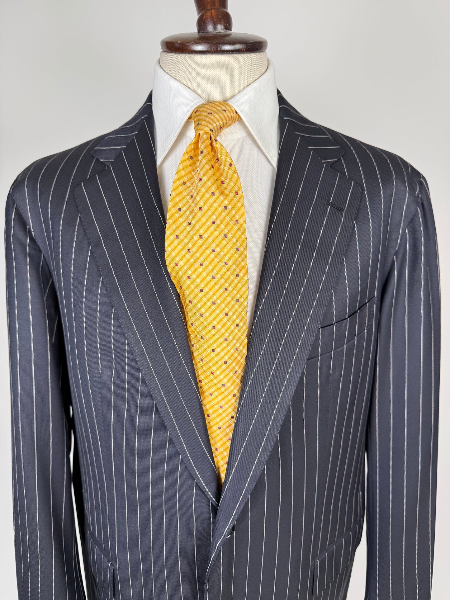 Completo sartoriale flanella pettinata blu gessato - tg. 56 drop 0-2