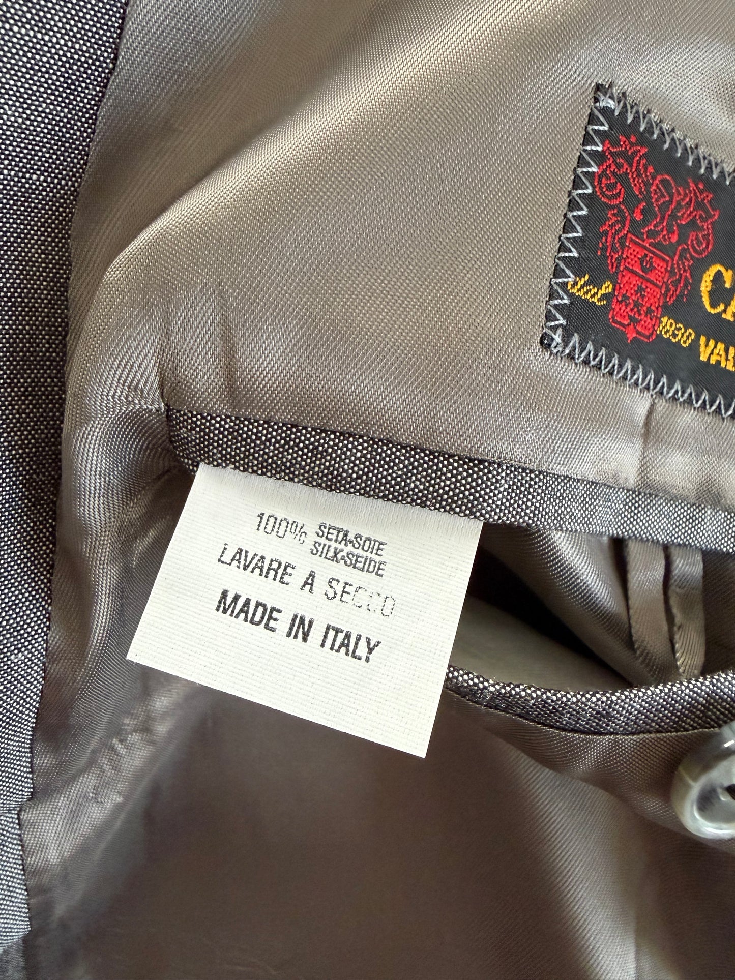 Completo anni '80 in seta shantung grigio - tg. 56/58