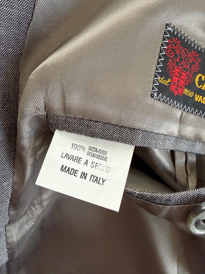 Completo anni '80 in seta shantung grigio - tg. 56/58