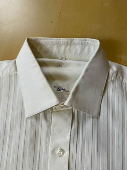 Camicia da smoking anni ‘70/‘80 con sparato plissettato - M collo 40