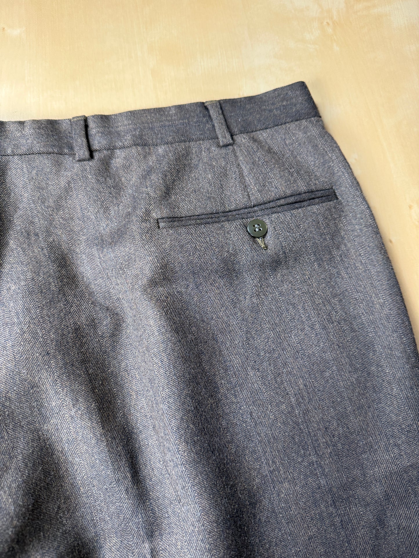 Pantaloni flanella marrone spigato - tg. 56/58