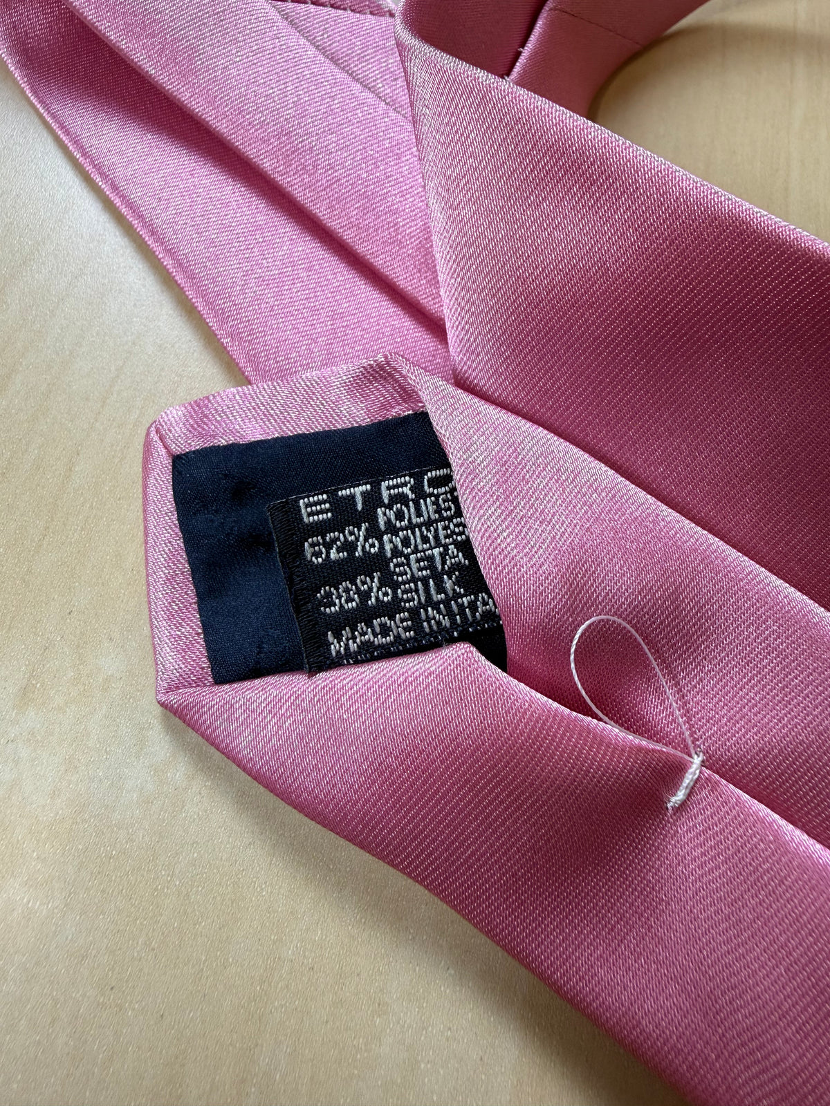 Cravatta Etro raso rosa tinta unita