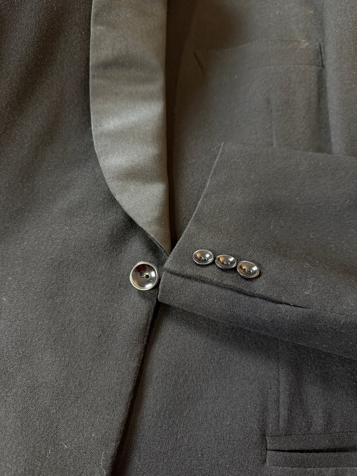 Smoking anni ‘60/‘70 monopetto revers a scialle - tg. 54/56 lunga