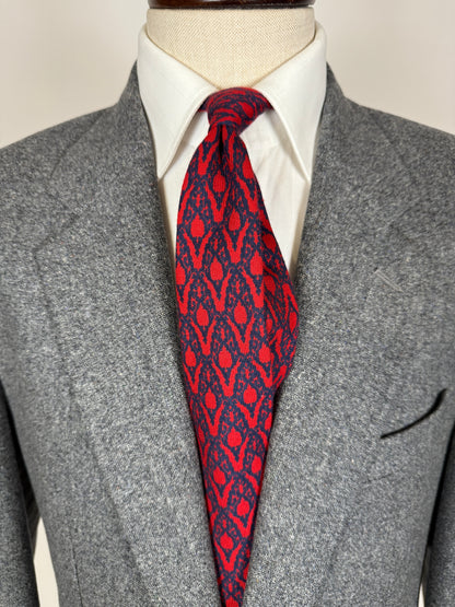 Cravatta vintage in lana e cashmere fantasia damascata