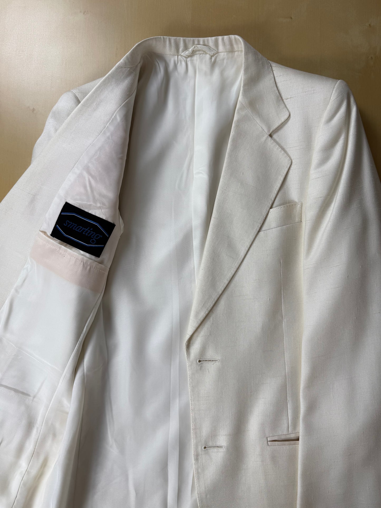 Completo 3 pezzi anni '70 seta shantung avorio - tg. 42/44