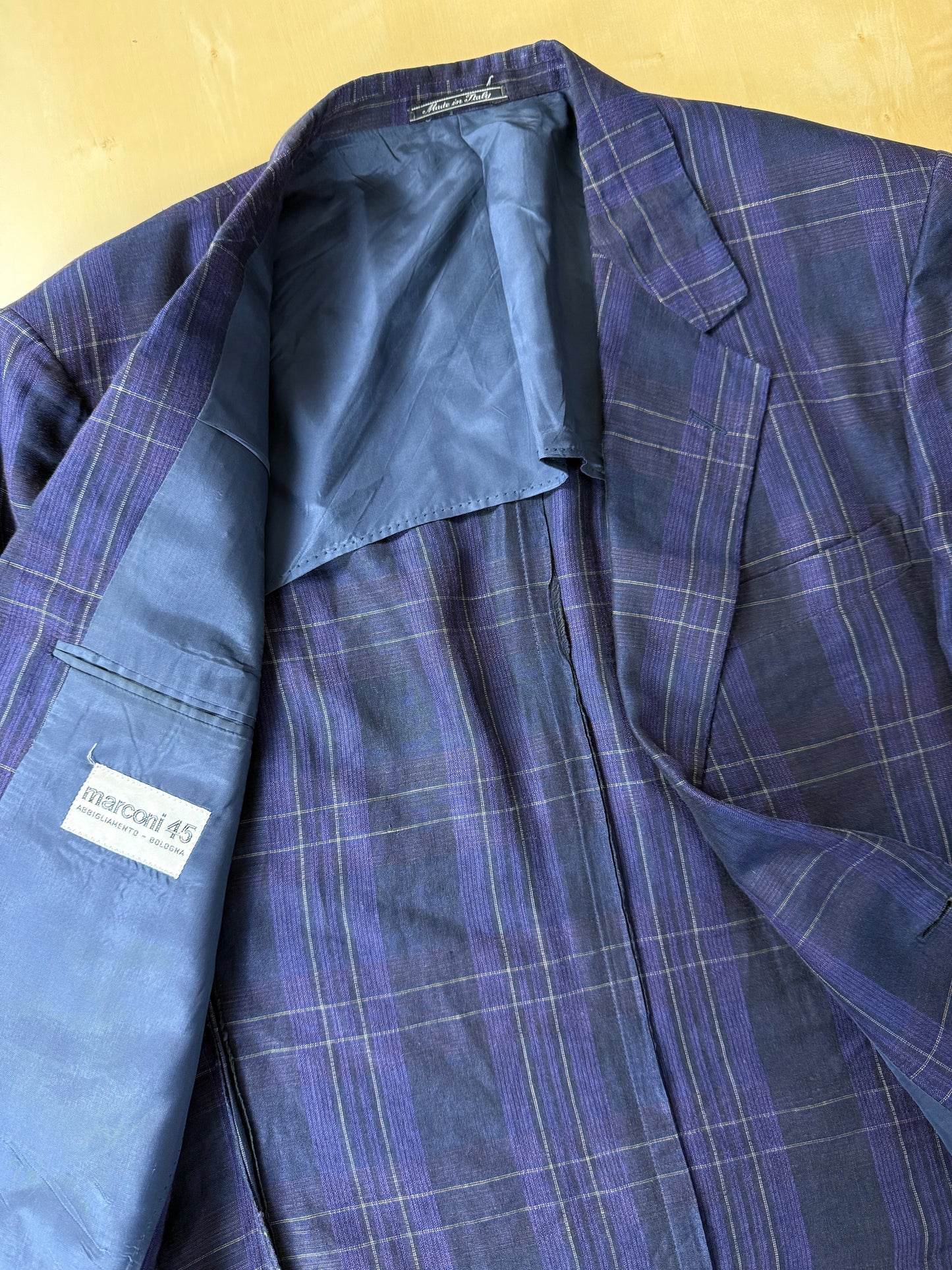 Giacca in lino tartan viola anni '80 - tg. 52