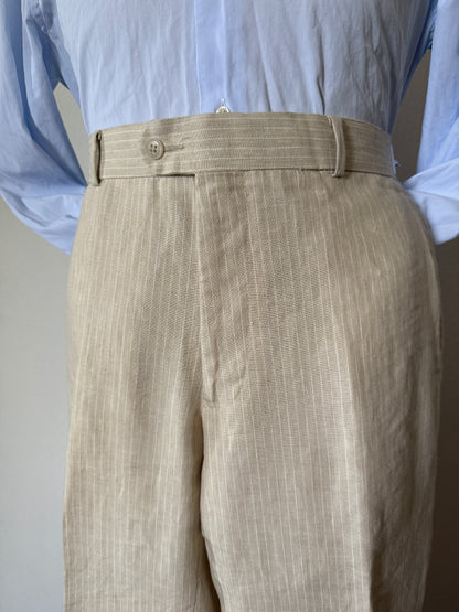 Completo in puro lino color panna gessato - tg. 52