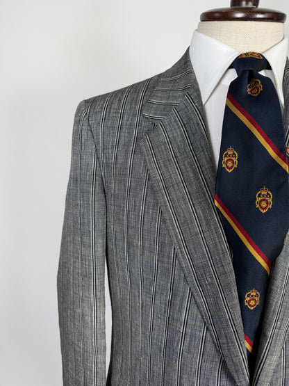 Giacca anni '70/'80 puro lino grigio a righe - tg. 50