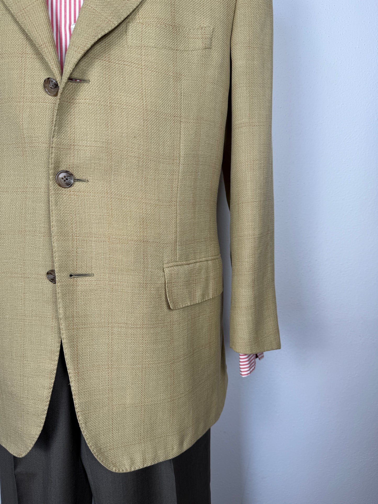 Giacca Corneliani mezza fodera in hopsack beige/senape - tg. 56