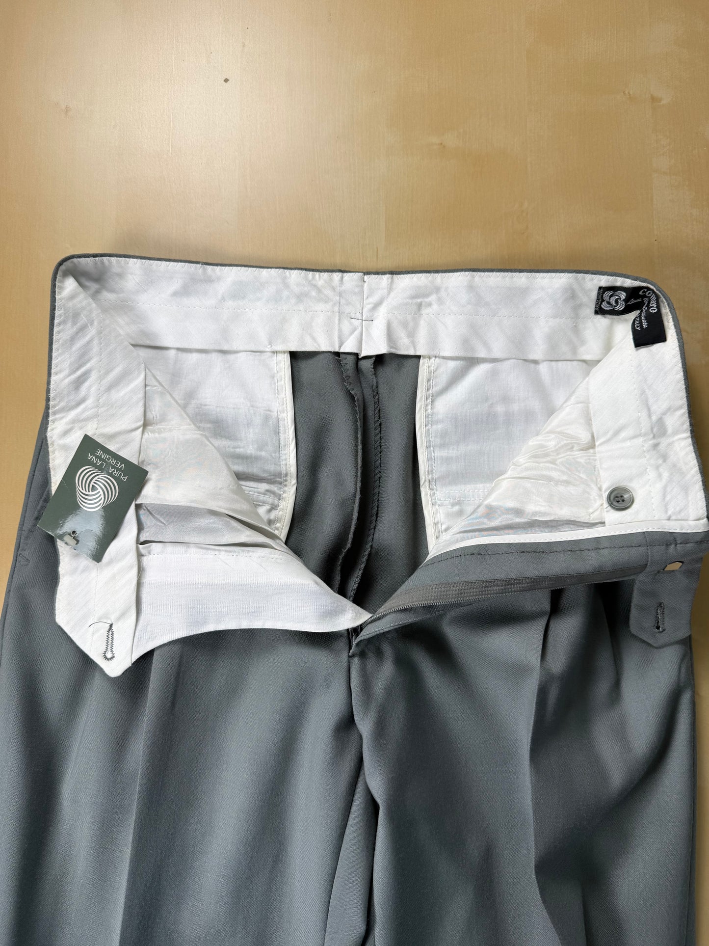 Pantaloni fresco lana verde salvia anni '80 (NOS) - tg. 44/46