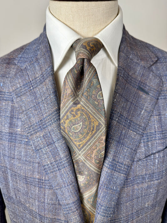 Cravatta Valentino shantung paisley geometrico lilla