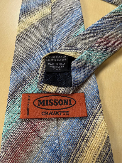 Cravatta Missoni lino e seta righe sfumate