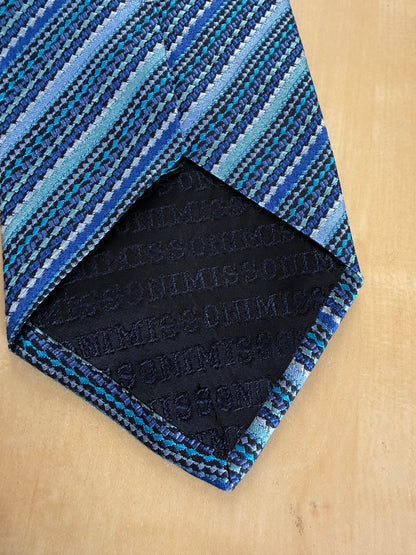 Cravatta Missoni fantasia striata blu