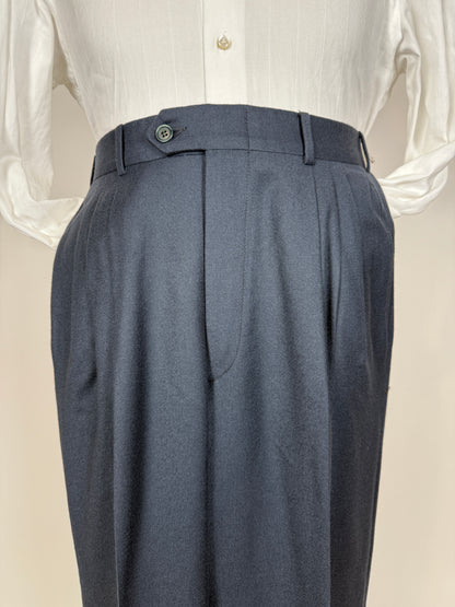 Pantaloni anni ‘80 flanella blu petrolio (NOS) - tg. 46/48