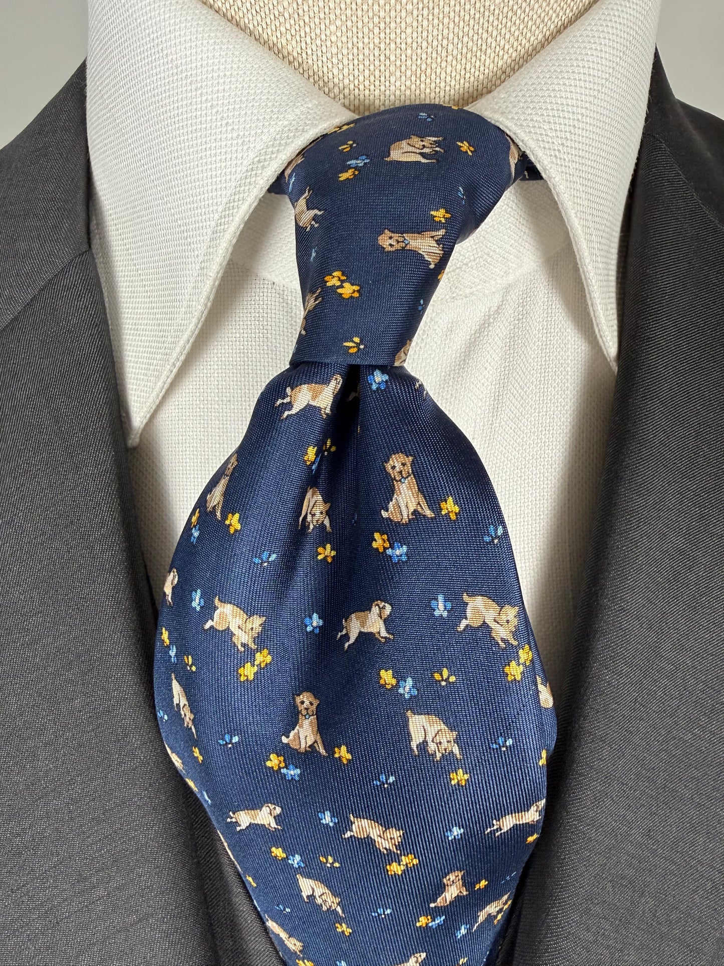 Cravatta Ferragamo blu con cani
