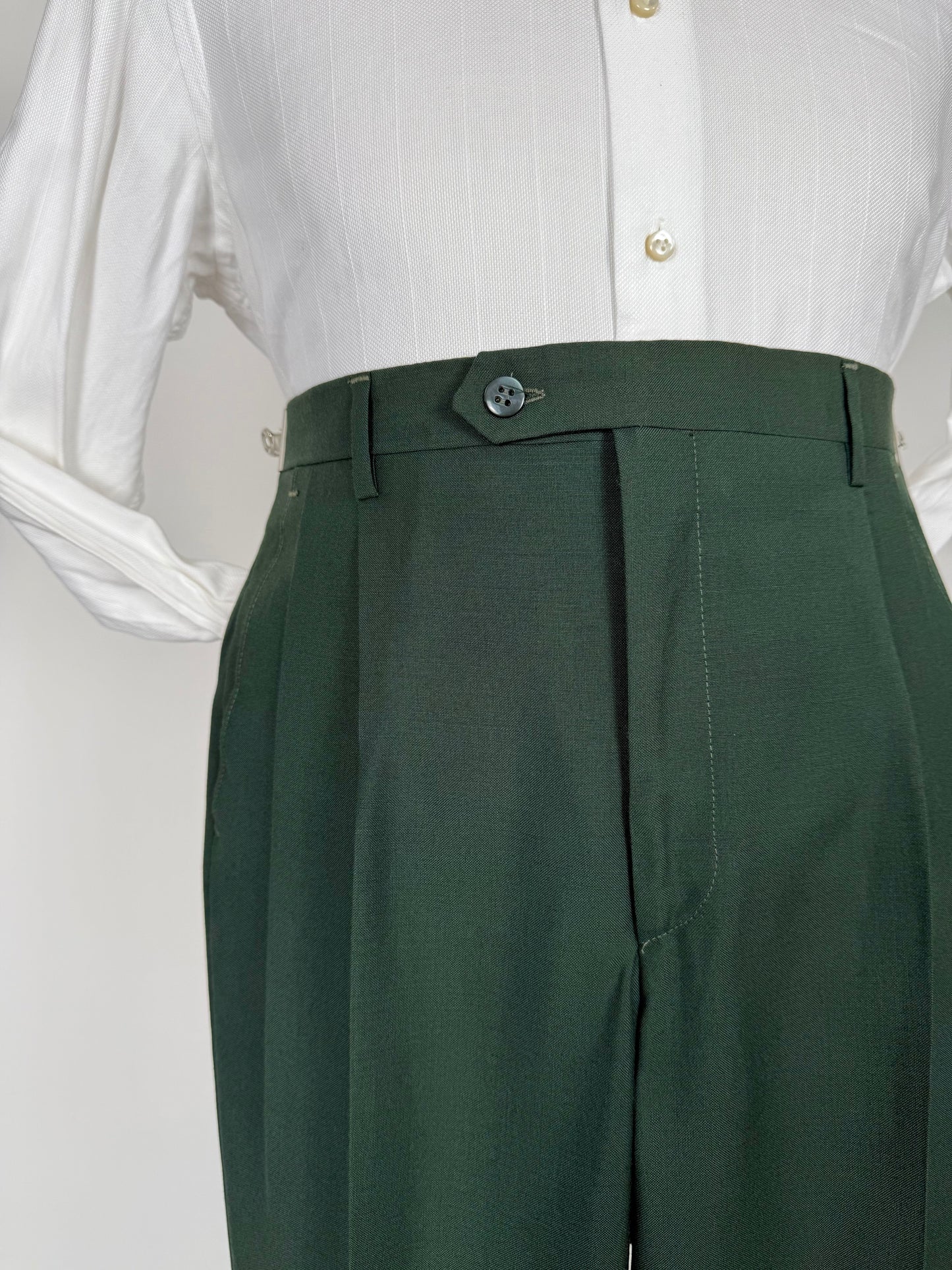 Pantaloni fresco lana verde pino anni '80 (NOS) - tg. 46/48