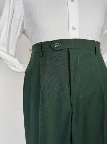 Pantaloni fresco lana verde pino anni '80 (NOS) - tg. 46/48