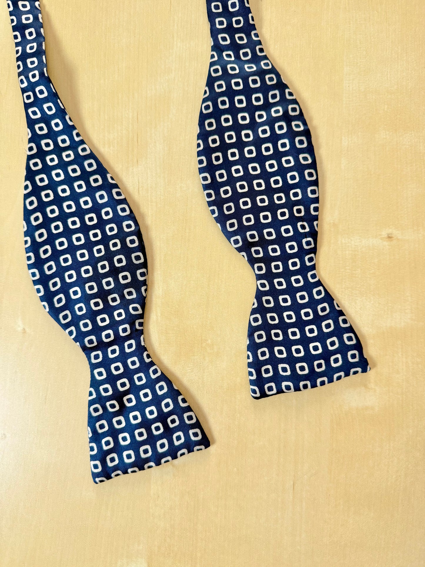 Papillon vintage blu navy micro fantasia quadri