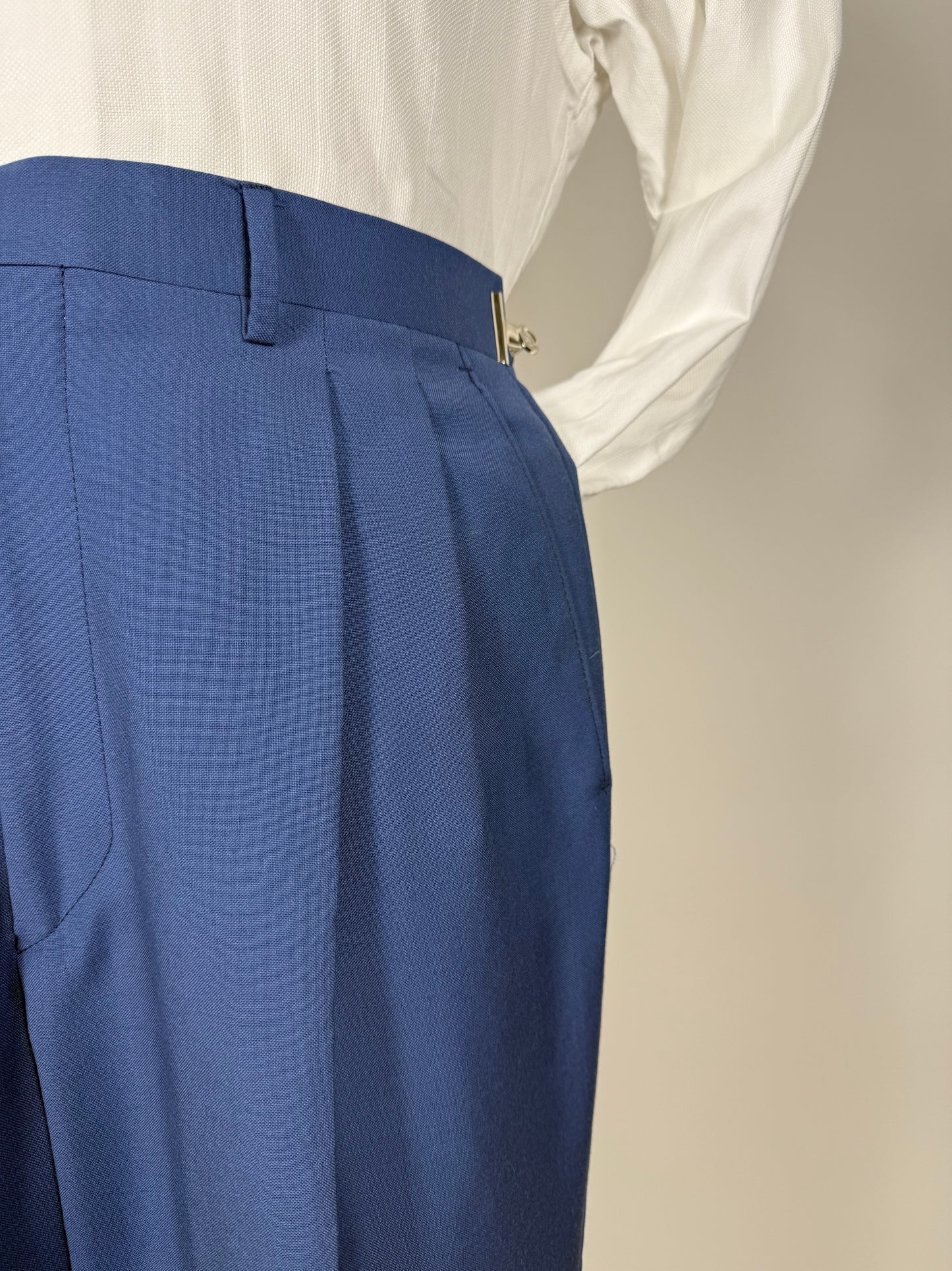 Completo anni '80 fresco lana bluette - tg. 52, pantaloni 48