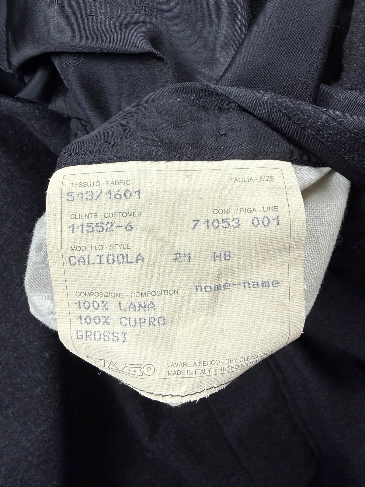 Completo Brioni doppiopetto anni '80 flanella antracite gessato - tg. 56