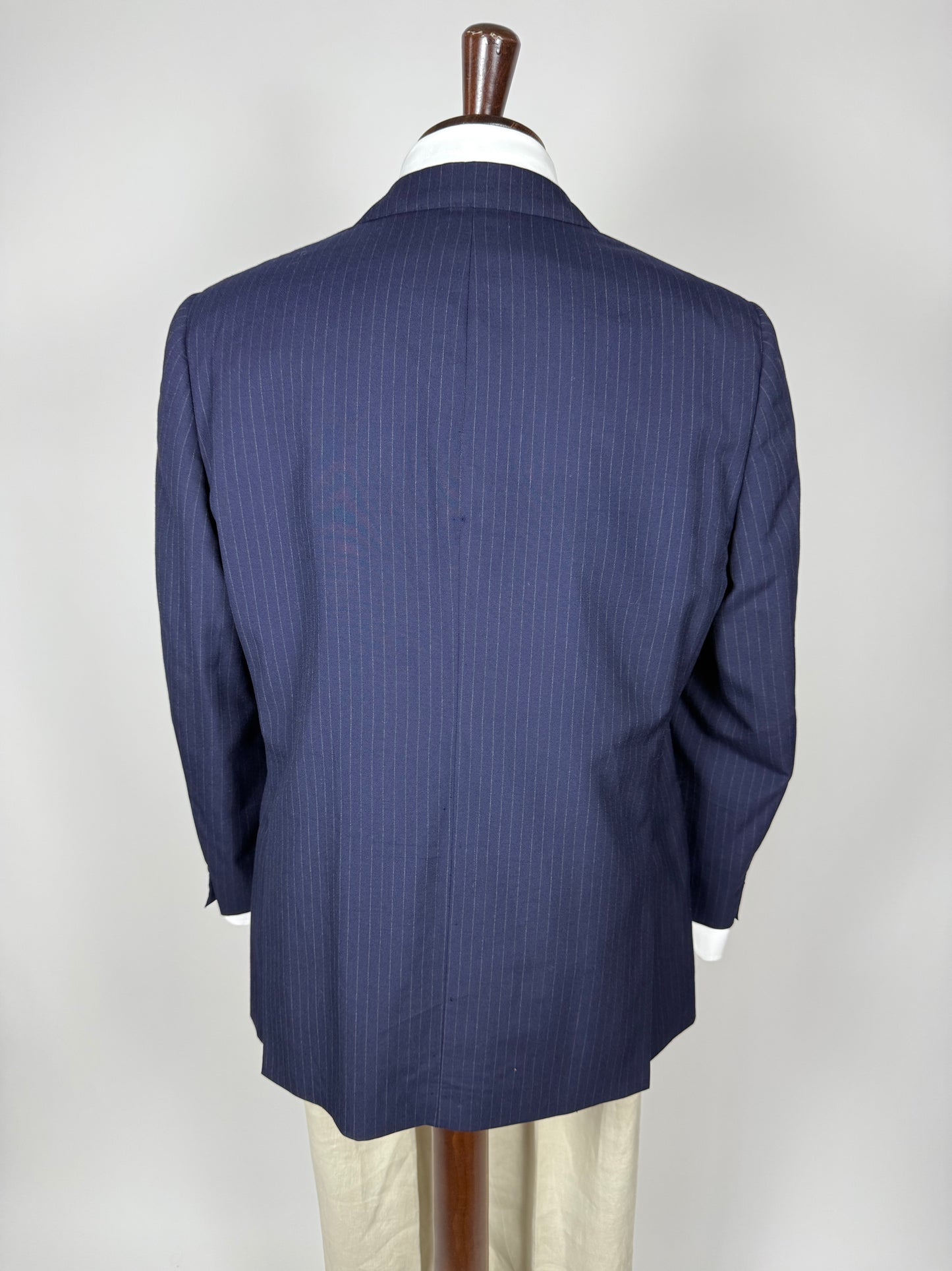 Giacca De Paz fresco lana blu gessato - tg. 50