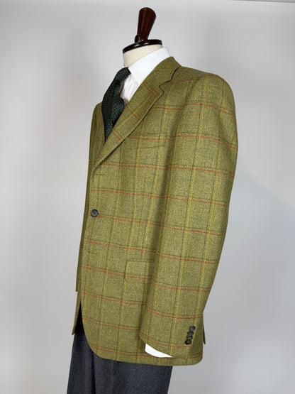 Giacca De Paz tweed verde cachi finestrato - tg. 52