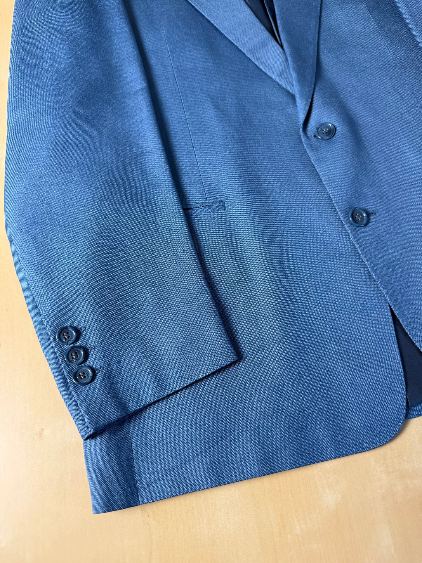 Completo anni '70 in viscosa blu carta da zucchero - tg. 50