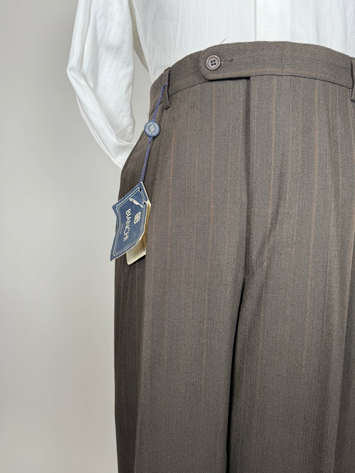 Pantaloni anni ‘80 flanella pettinata marrone scuro (NOS) - tg. 50