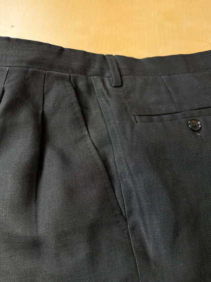 Pantaloni Ermenegildo Zegna anni '80 puro lino nero - tg. 48