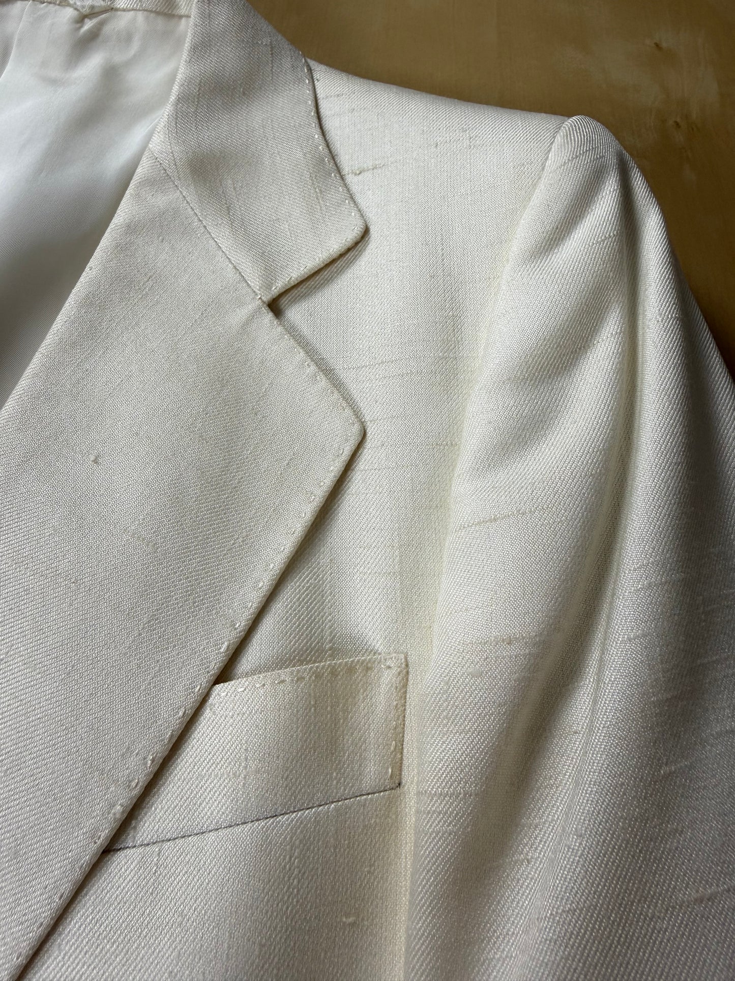 Completo 3 pezzi anni '70 seta shantung avorio - tg. 42/44