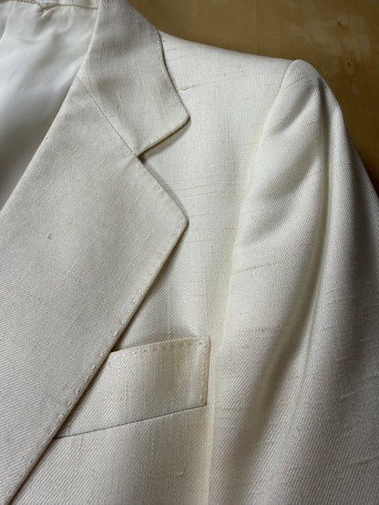 Completo 3 pezzi anni '70 seta shantung avorio - tg. 42/44