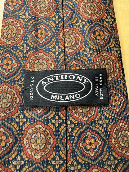 Cravatta fantasia medaglioni mandala marrone