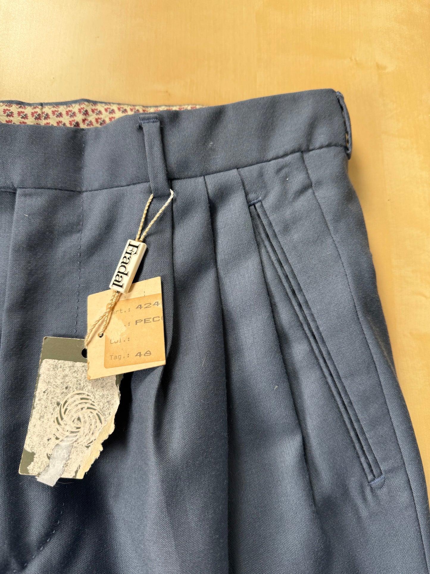 Pantaloni fresco lana verde petrolio anni '80 (NOS) 3 pinces - tg. 46