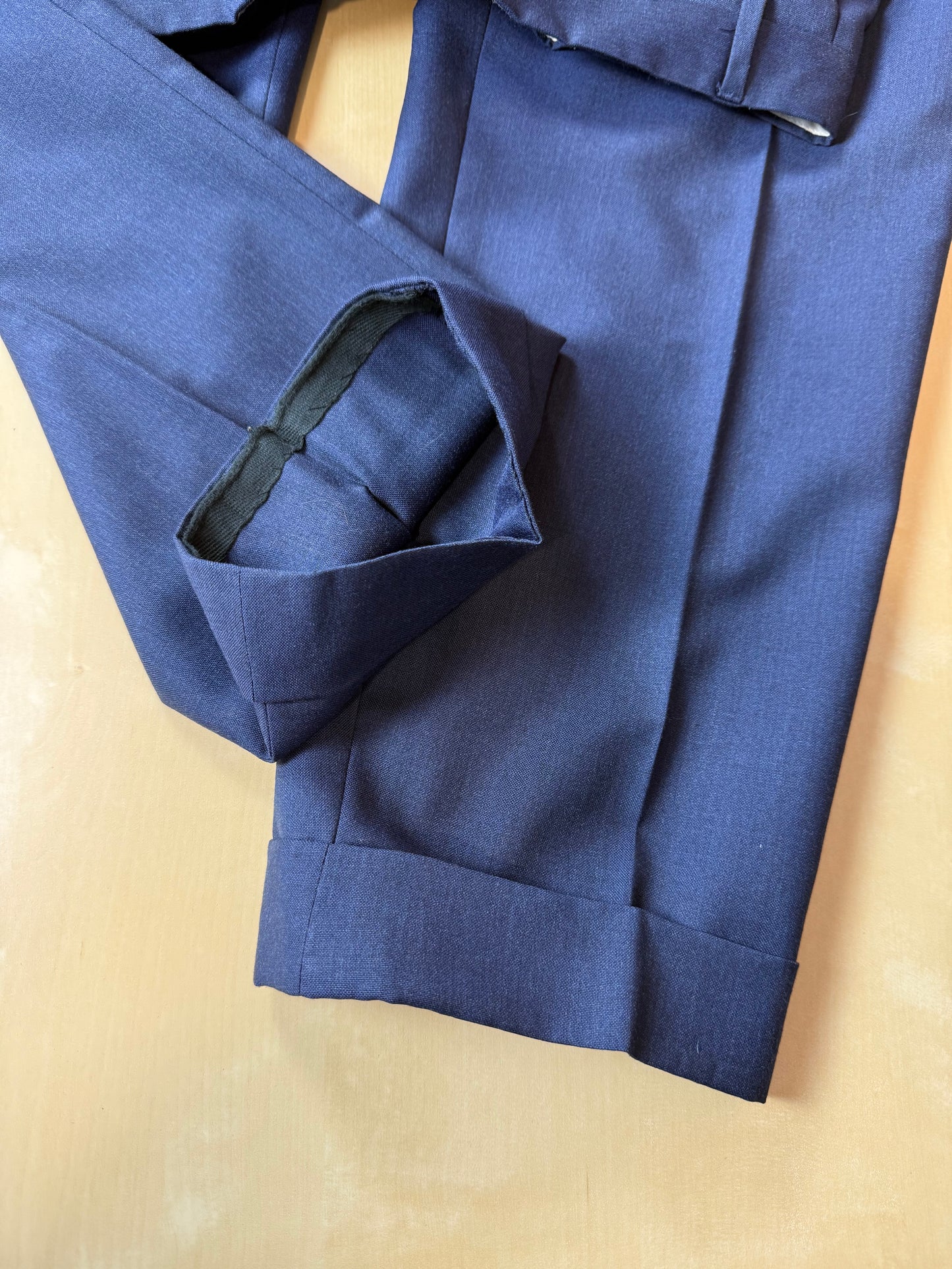 Pantaloni fresco lana blu anni '80 - tg. 48/50