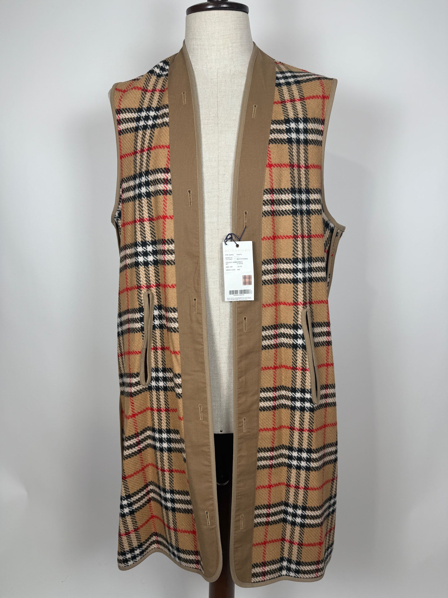 Burberry, warmer interno in pura lana per trench e impermeabili (nuovo) - tg. 50