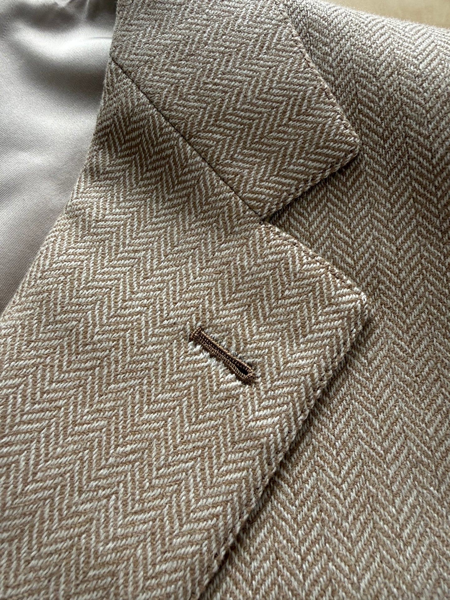 Giacca sartoriale herringbone lana e cashmere beige - tg. 54/56