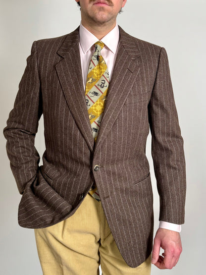 Giacca Ermenegildo Zegna anni ‘80 flanella marrone gessato - tg. 50